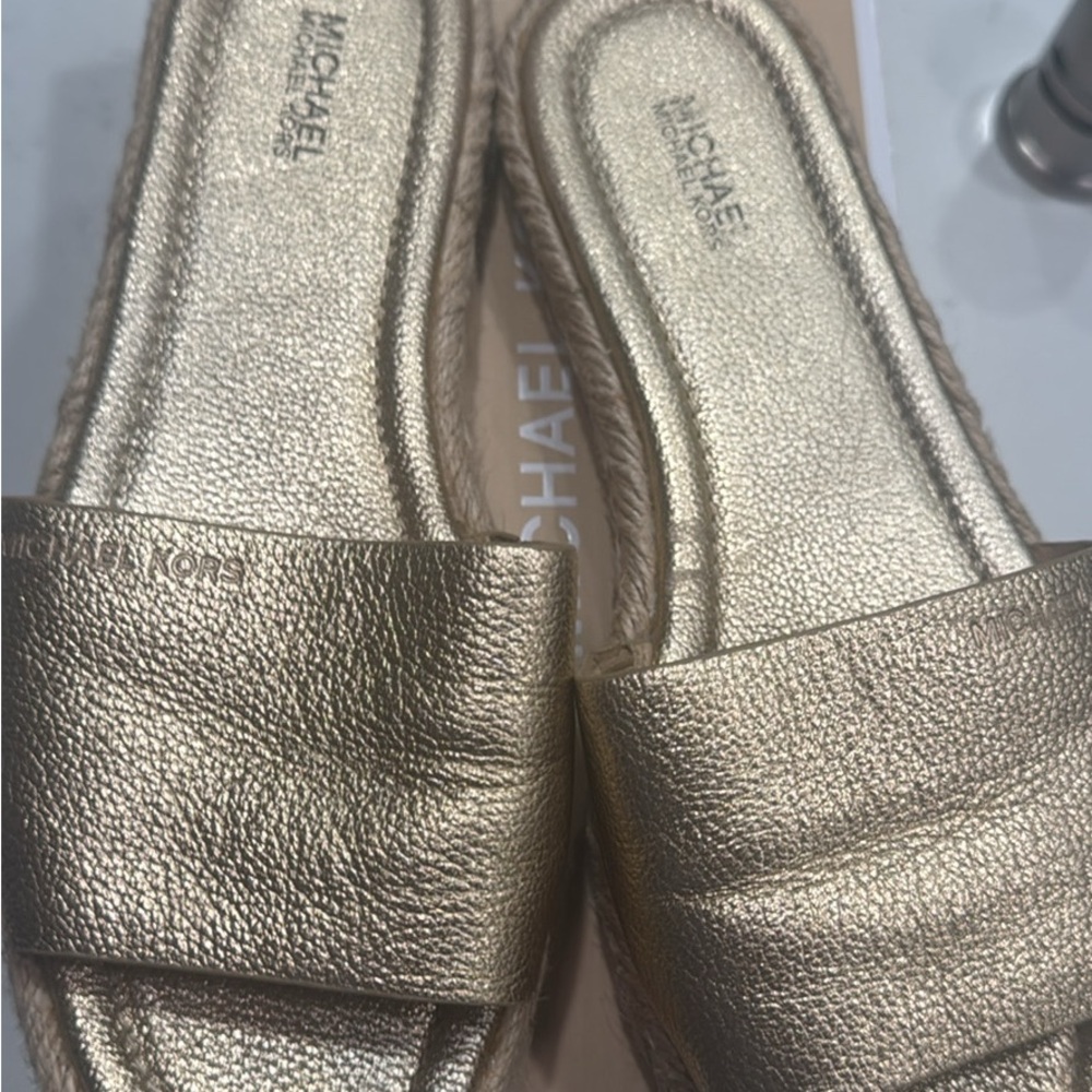 MICHAEL Michael Kors Metallic Gold Slide Sandals